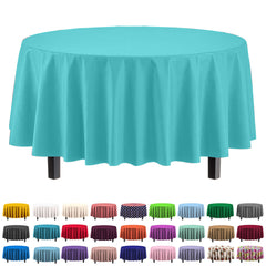 Premium Round Aqua Blue Table Cover | 6 Pack