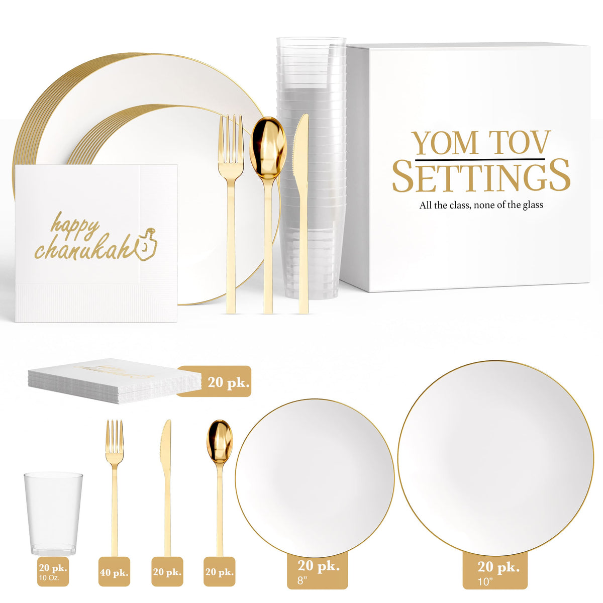 Service for 20 | Gold Classic Hanukkah Combo Set