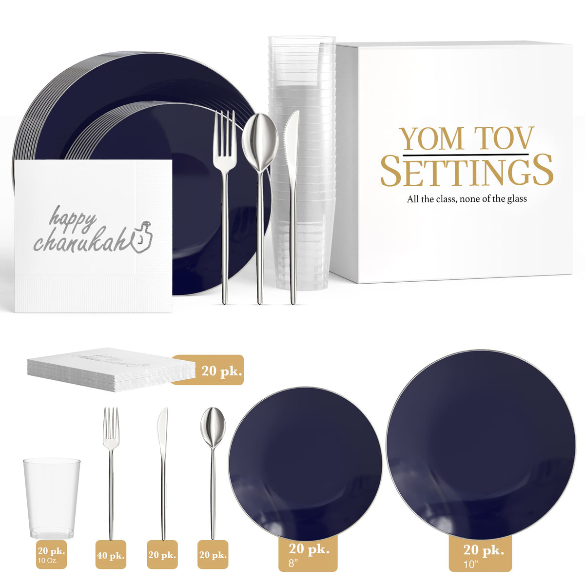 Service for 20 | Navy Classic Hanukkah Combo Set