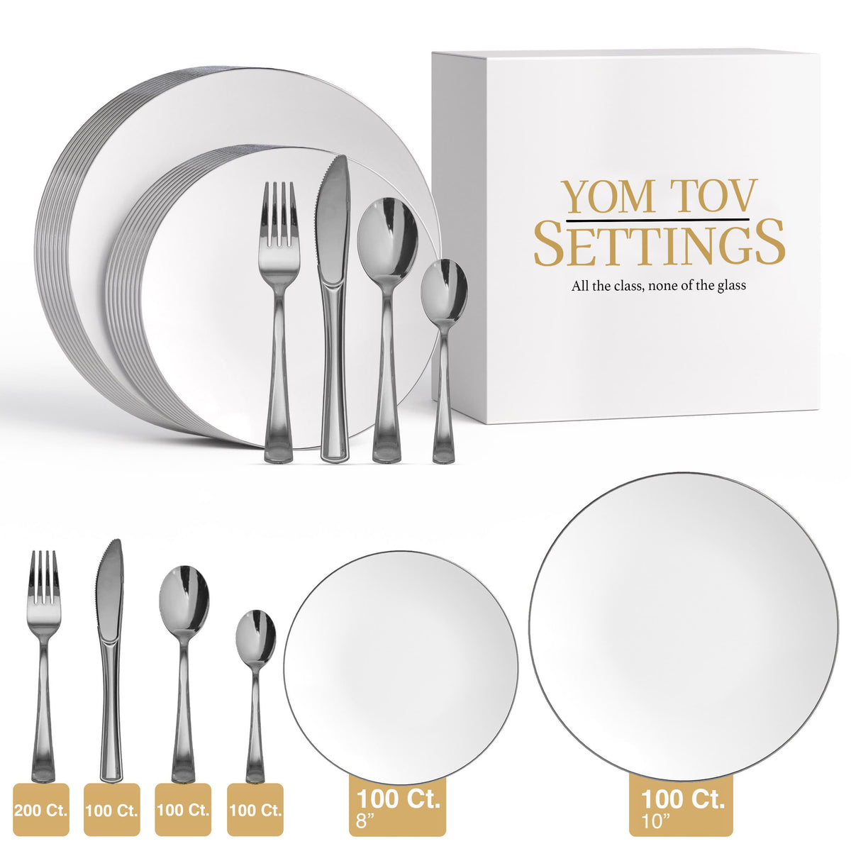 700 Piece Silver Classic Combo Set | Serves 100 Guests