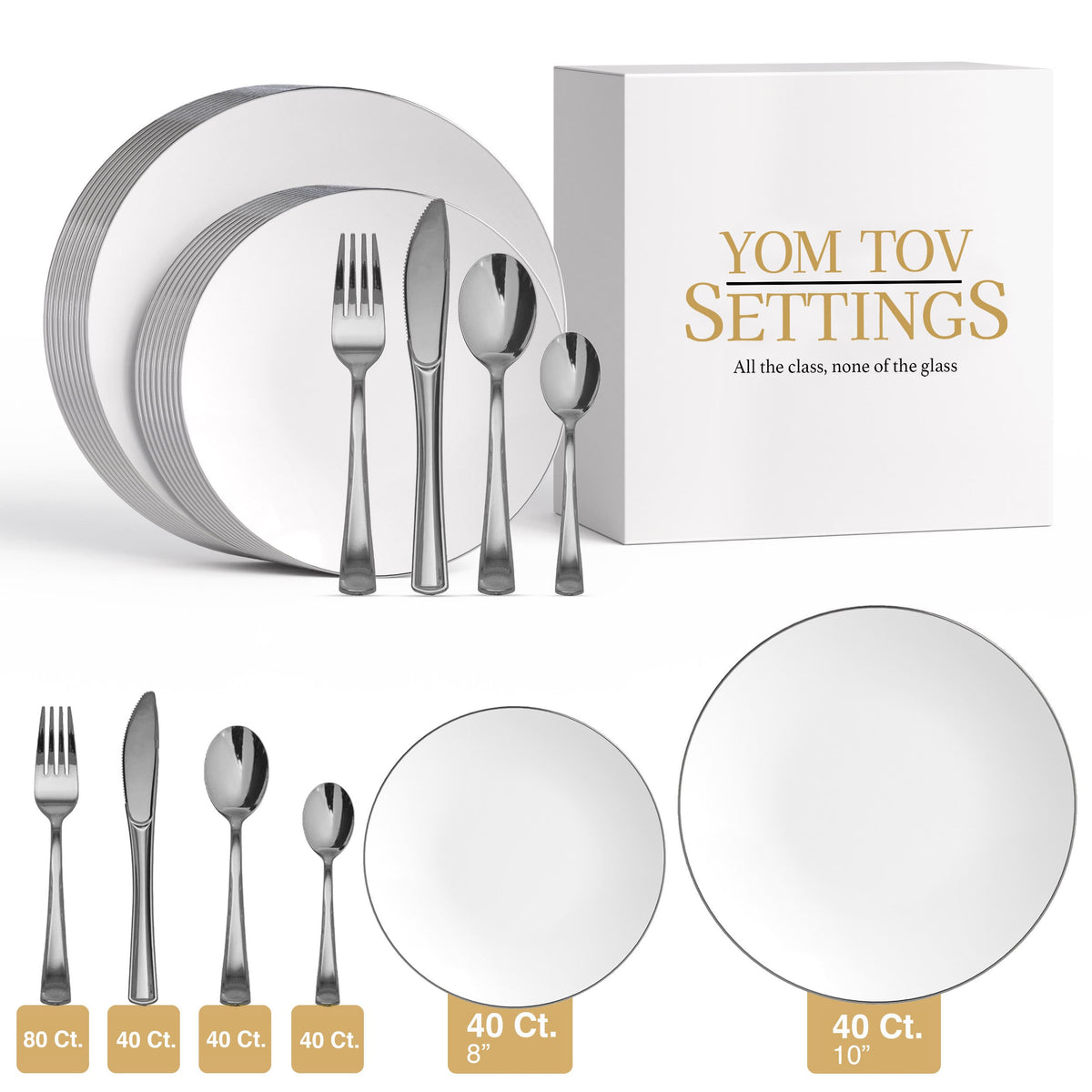 280 Piece Silver Classic Combo Set | Serves 40 Guests