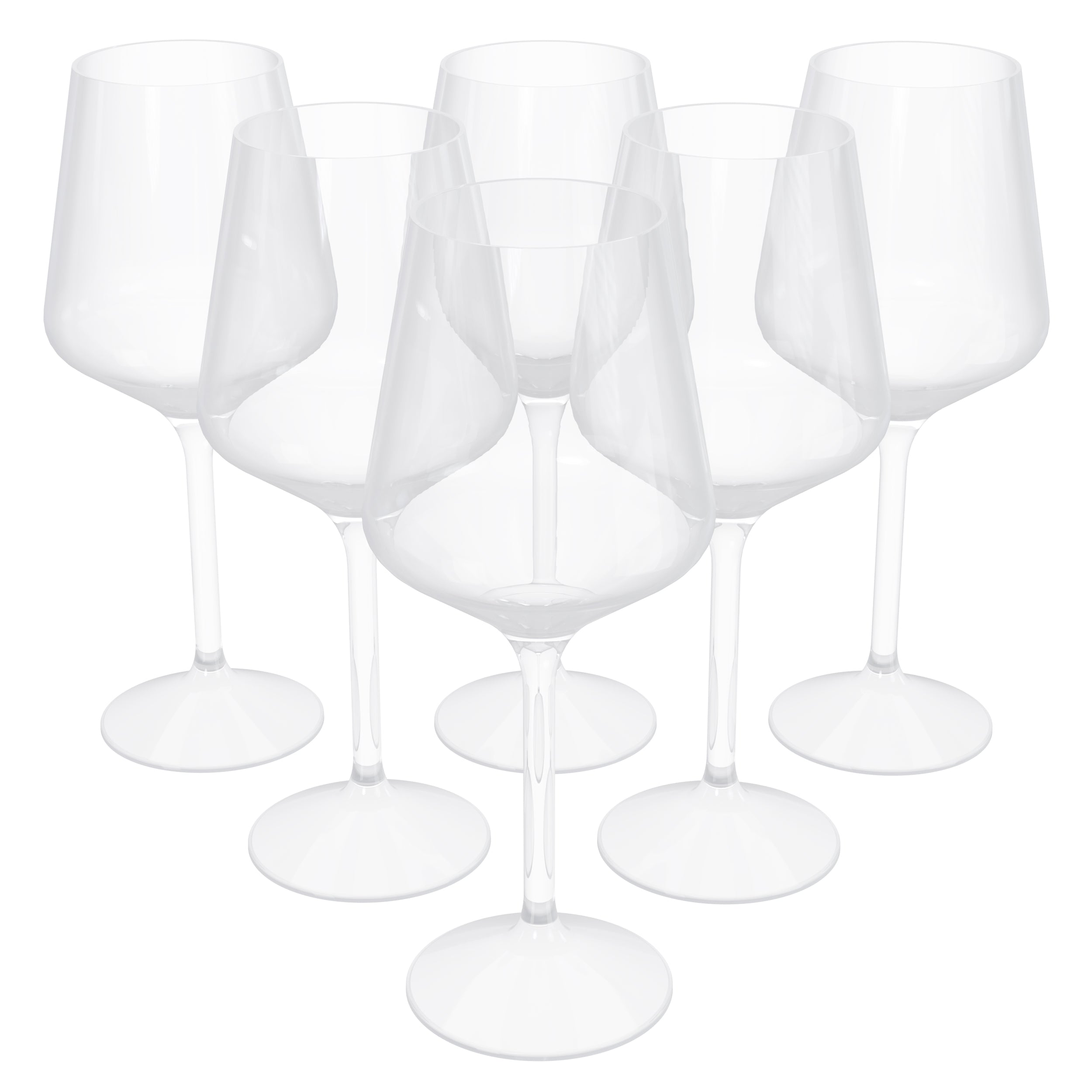 16 Oz. Stemmed Plastic Wine Glasses | 6 Count | Clear