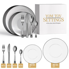 140 Piece Clear Black Rim Combo Set | Serves 20 Guests