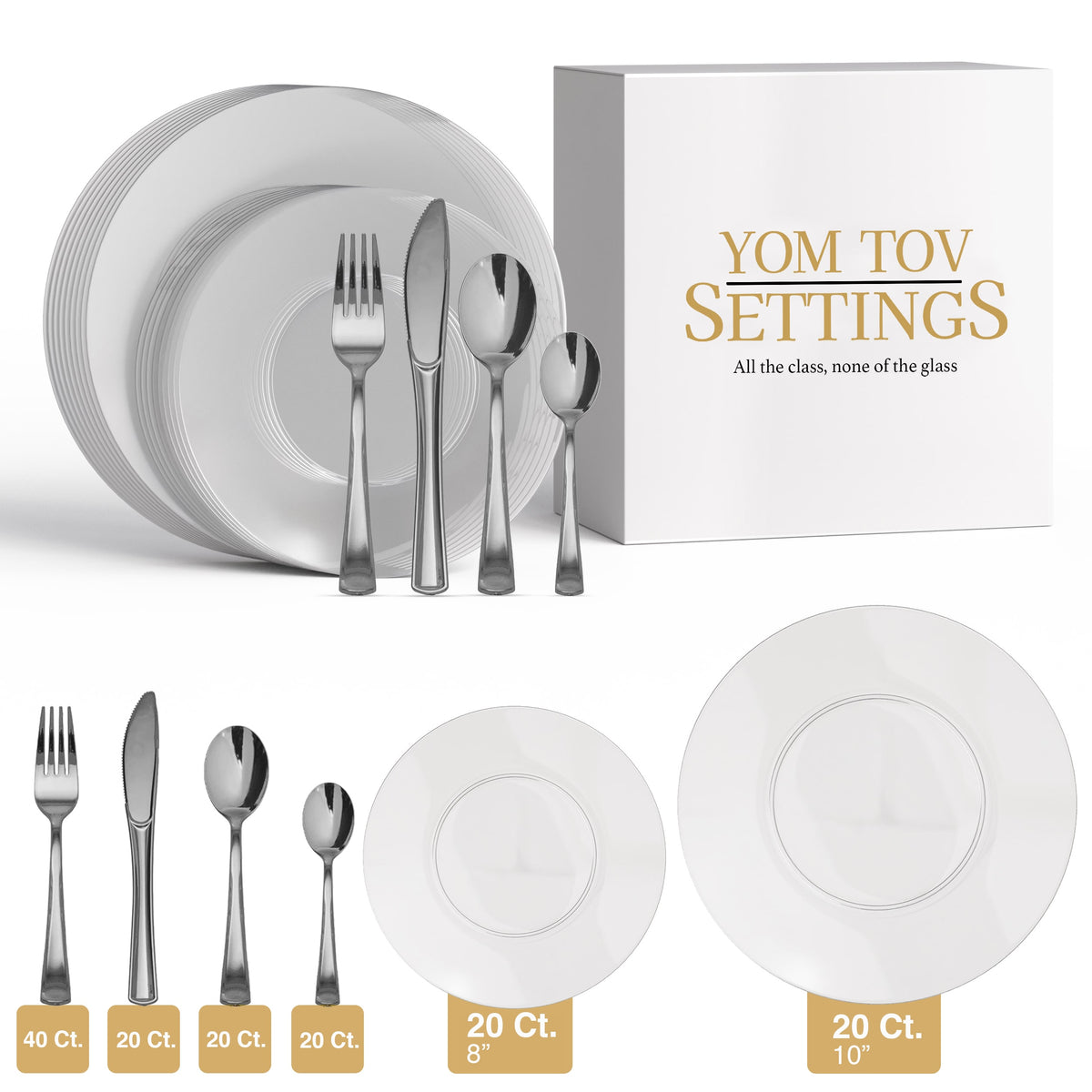140 Piece Clear Combo Set | Serves 20 Guests