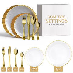 140 Piece Clear/Gold Petal Combo Set | Serves 20 Guests