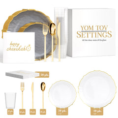 Service for 20 | Clear/ Gold Petal Hanukkah Combo Set