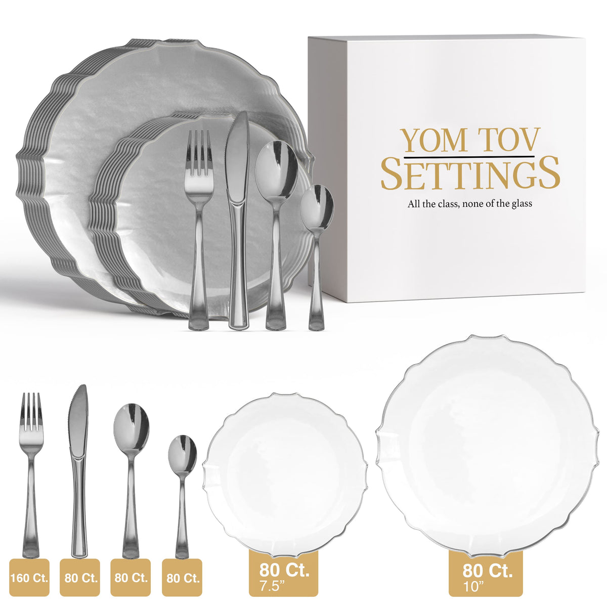 560 Piece Clear/Silver Petal Combo Set | Serves 80 Guests