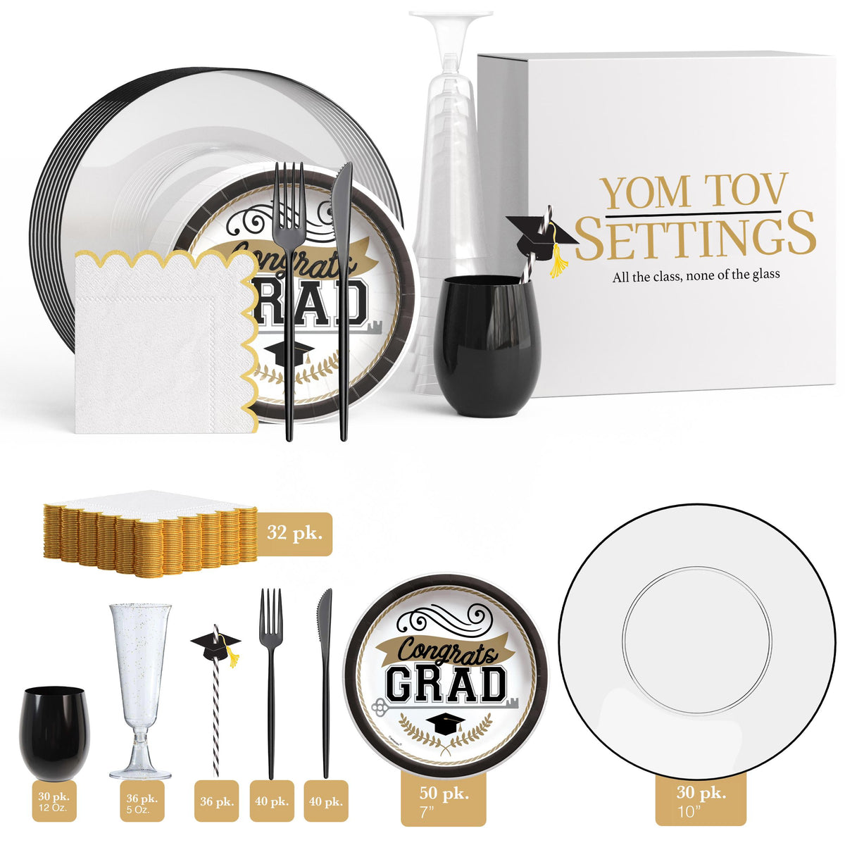 Service For 30 | Black Tie Grad Tableware Set (294pcs)