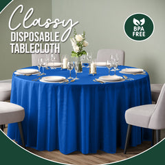 120 In. Premium Round Dark Blue Plastic Table Covers | 6 Count