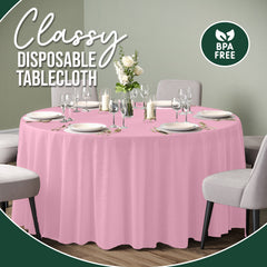 120 In. Premium Round Pink Plastic Table Covers | 6 Count