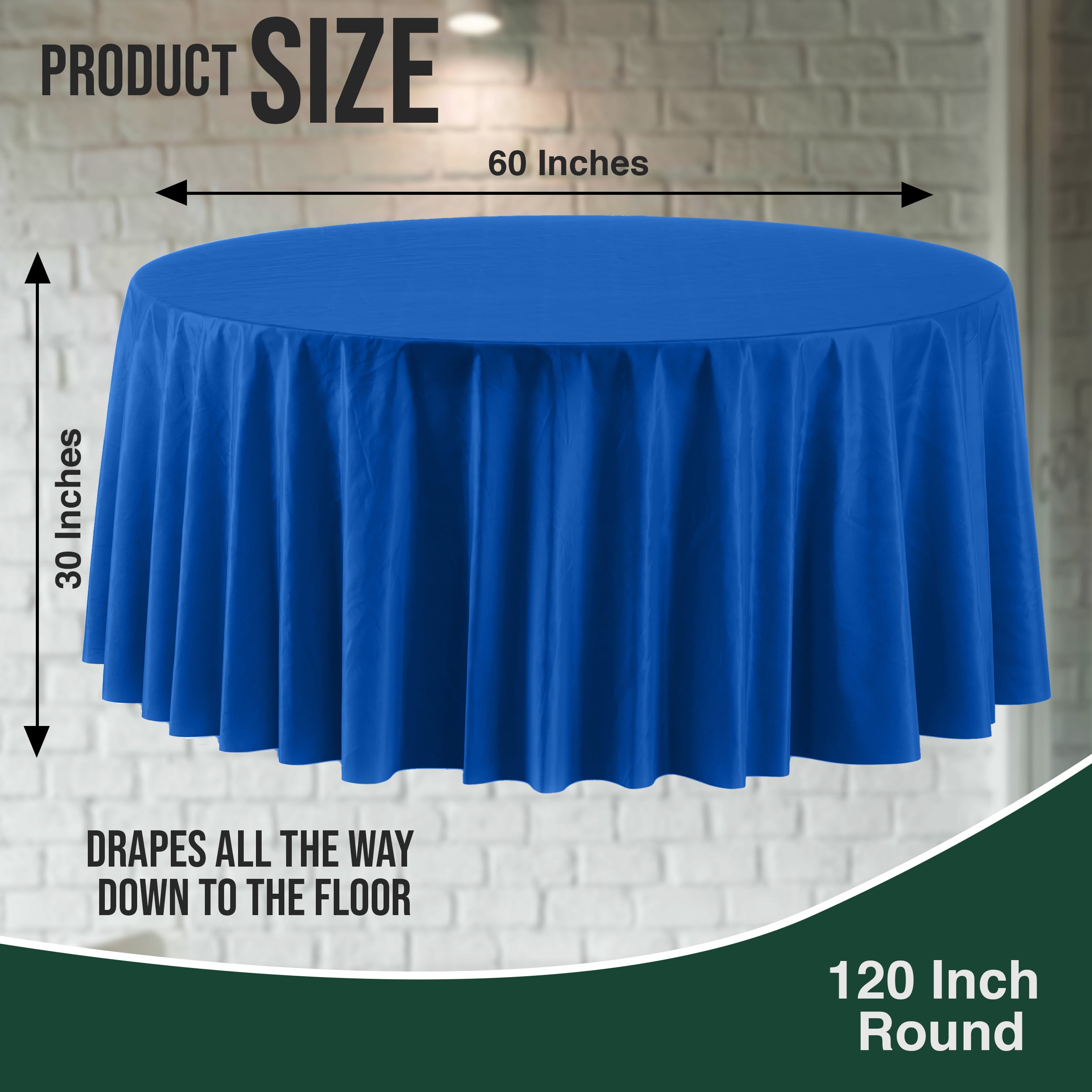 120 In. Premium Round Dark Blue Plastic Table Covers | 6 Count
