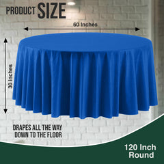 120 In. Premium Round Dark Blue Plastic Table Covers | 6 Count