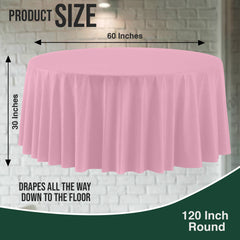 120 In. Premium Round Pink Plastic Table Covers | 6 Count