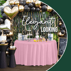 120 In. Premium Round Pink Plastic Table Covers | 6 Count