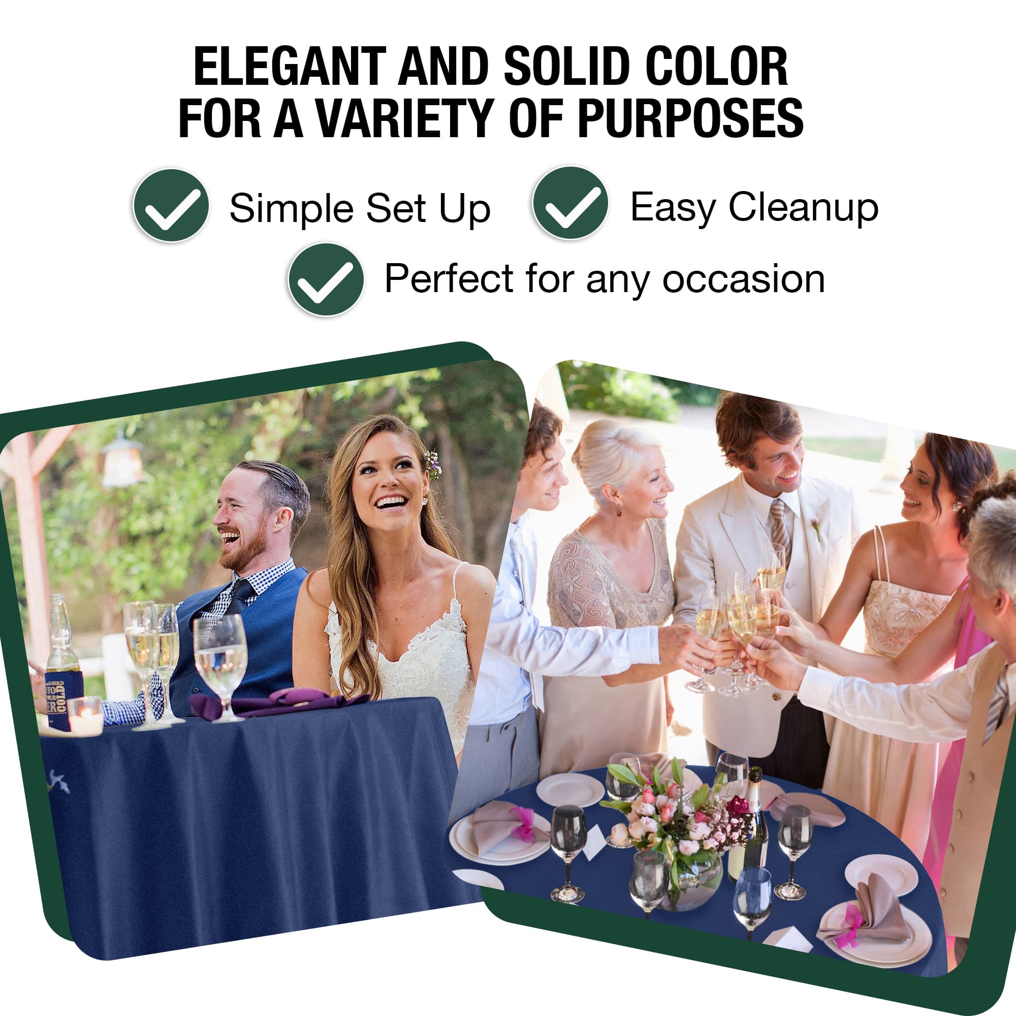 120 In. Premium Round Navy Plastic Table Covers | 6 Count