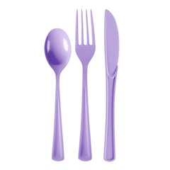 Lavander Cutlery Combo Set - 50 Forks 50 Spoons And 50 Knives