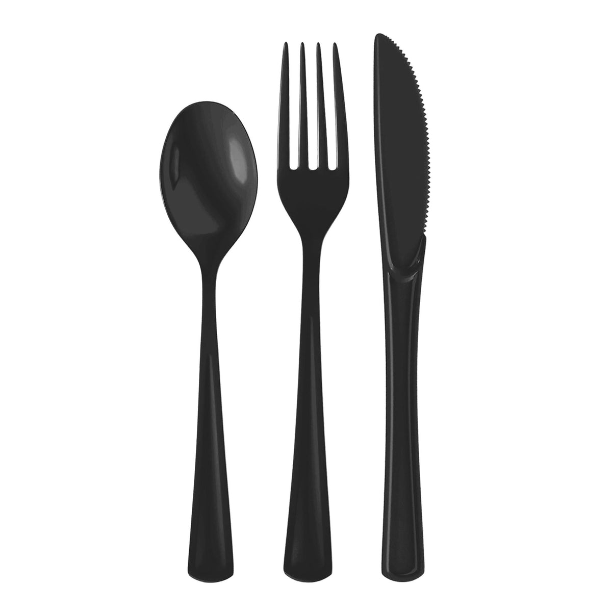 Black Cutlery Combo Set - 50 Forks 50 Spoons And 50 Knives