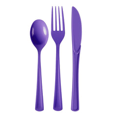 Purple Cutlery Combo Set - 50 Forks 50 Spoons And 50 Knives