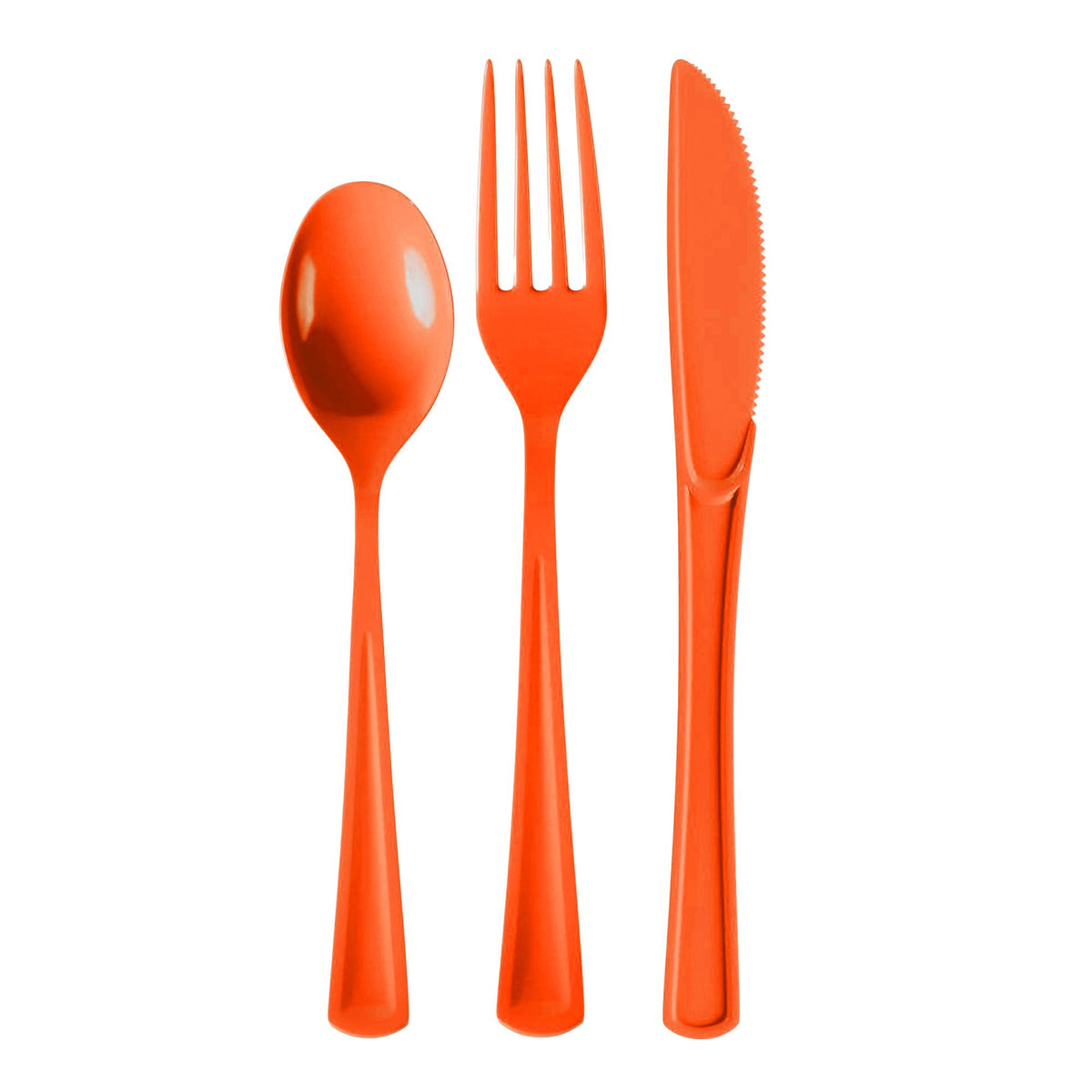 Orange Cutlery Combo Set - 50 Forks 50 Spoons And 50 Knives