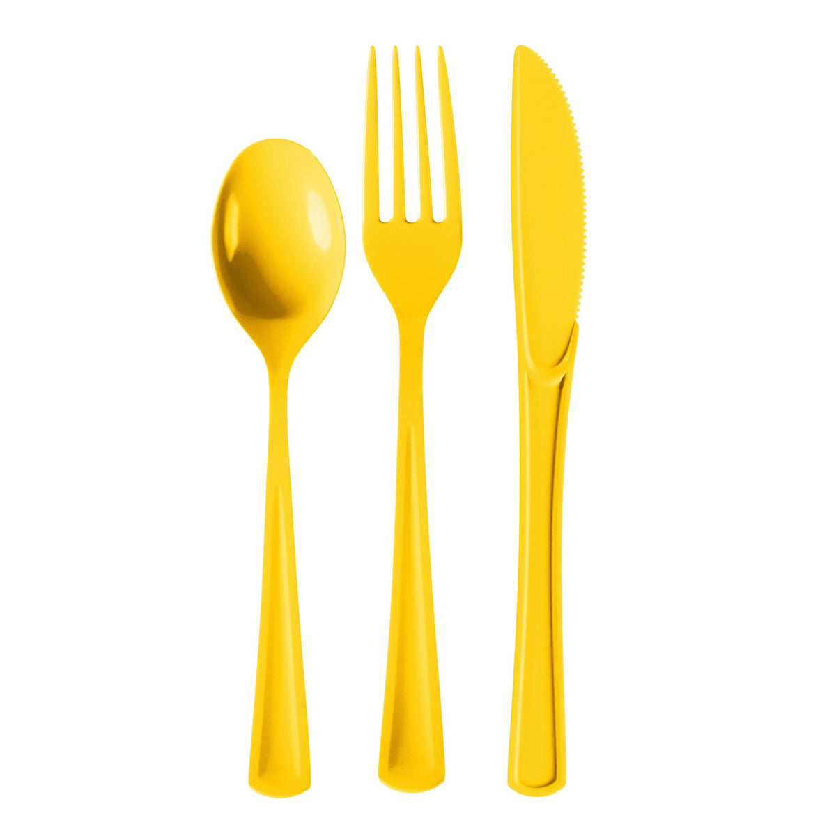 Yellow Cutlery Combo Set - 50 Forks 50 Spoons And 50 Knives