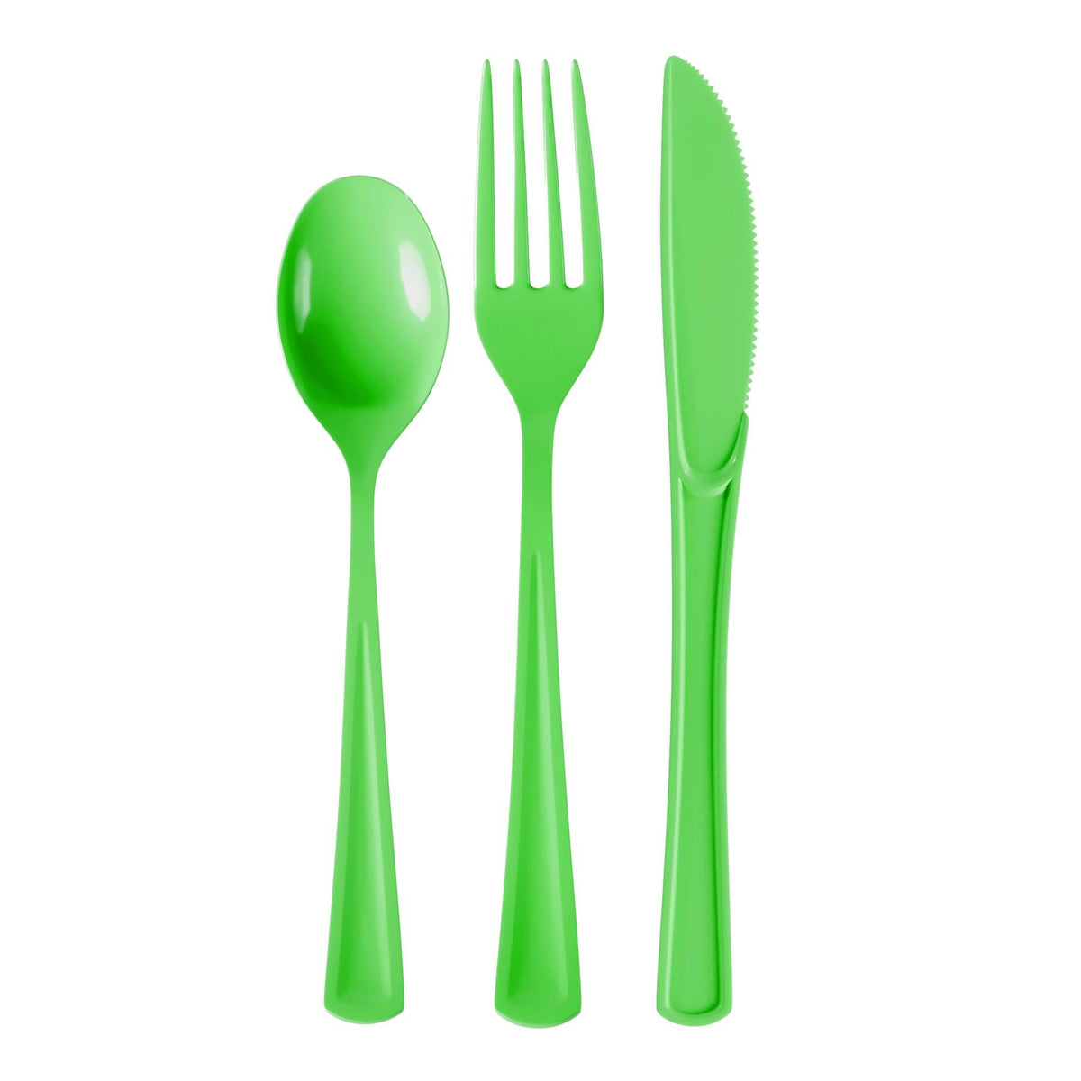 Lime Green Cutlery Combo Set - 50 Forks 50 Spoons And 50 Knives