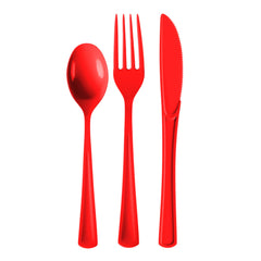 Red Cutlery Combo Set - 50 Forks 50 Spoons And 50 Knives