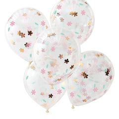 Confetti Floral Foil Balloons - Set of 5 - Pack of 5