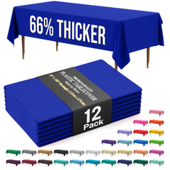 Premium Dark Blue Plastic Table Covers | 12 Pack