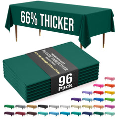 Premium Dark Green Plastic Table Covers | 96 Count