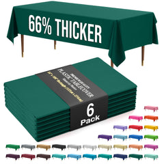 Premium Dark Green Plastic Table Covers | 6 Pack
