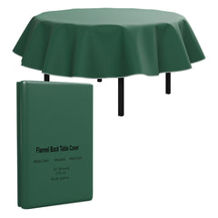 Dark Green Flannel Backed Table Cover 70 In. Round | 2 Pack