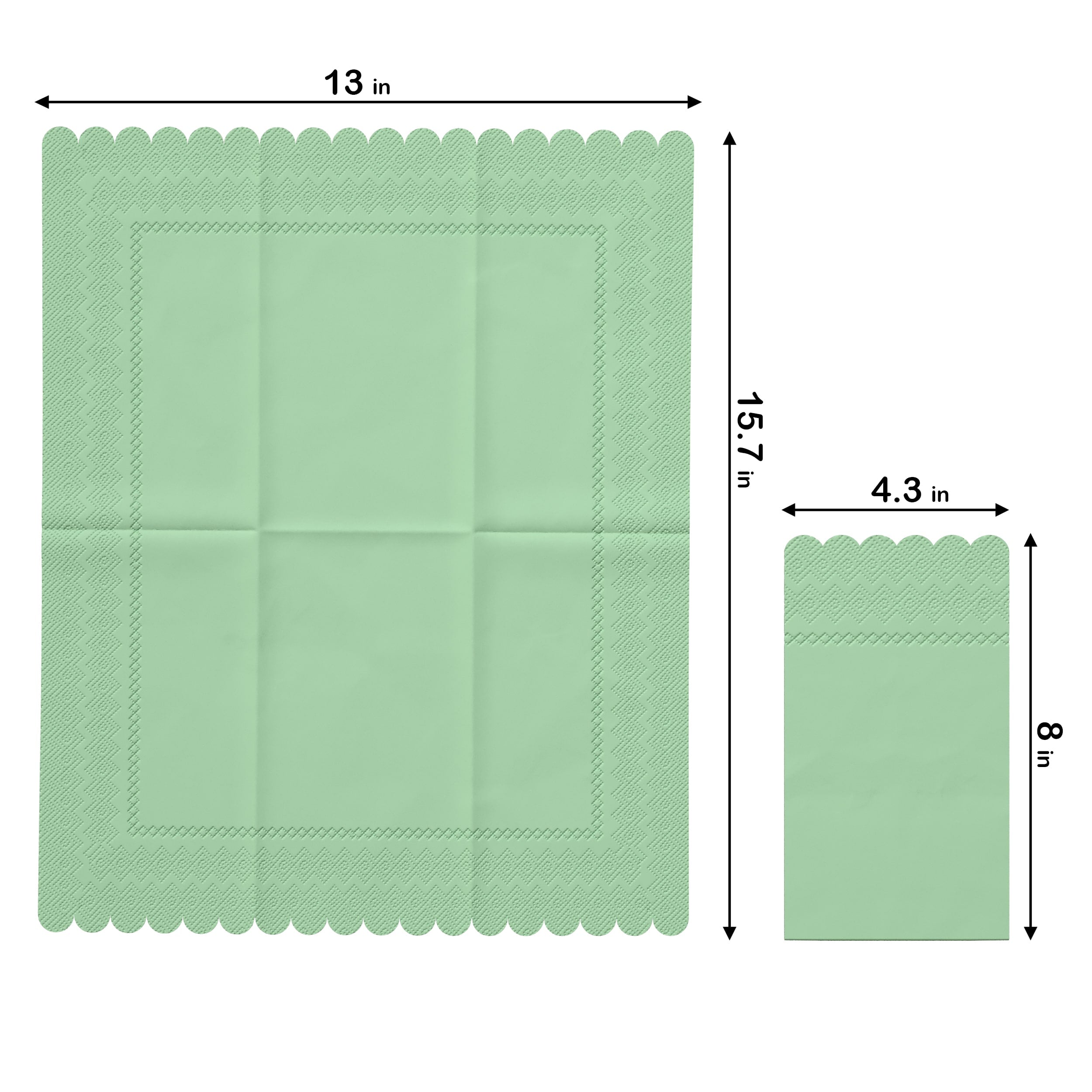 3 Ply Pistachio Green Scalloped Dinner Napkins | 100 Count