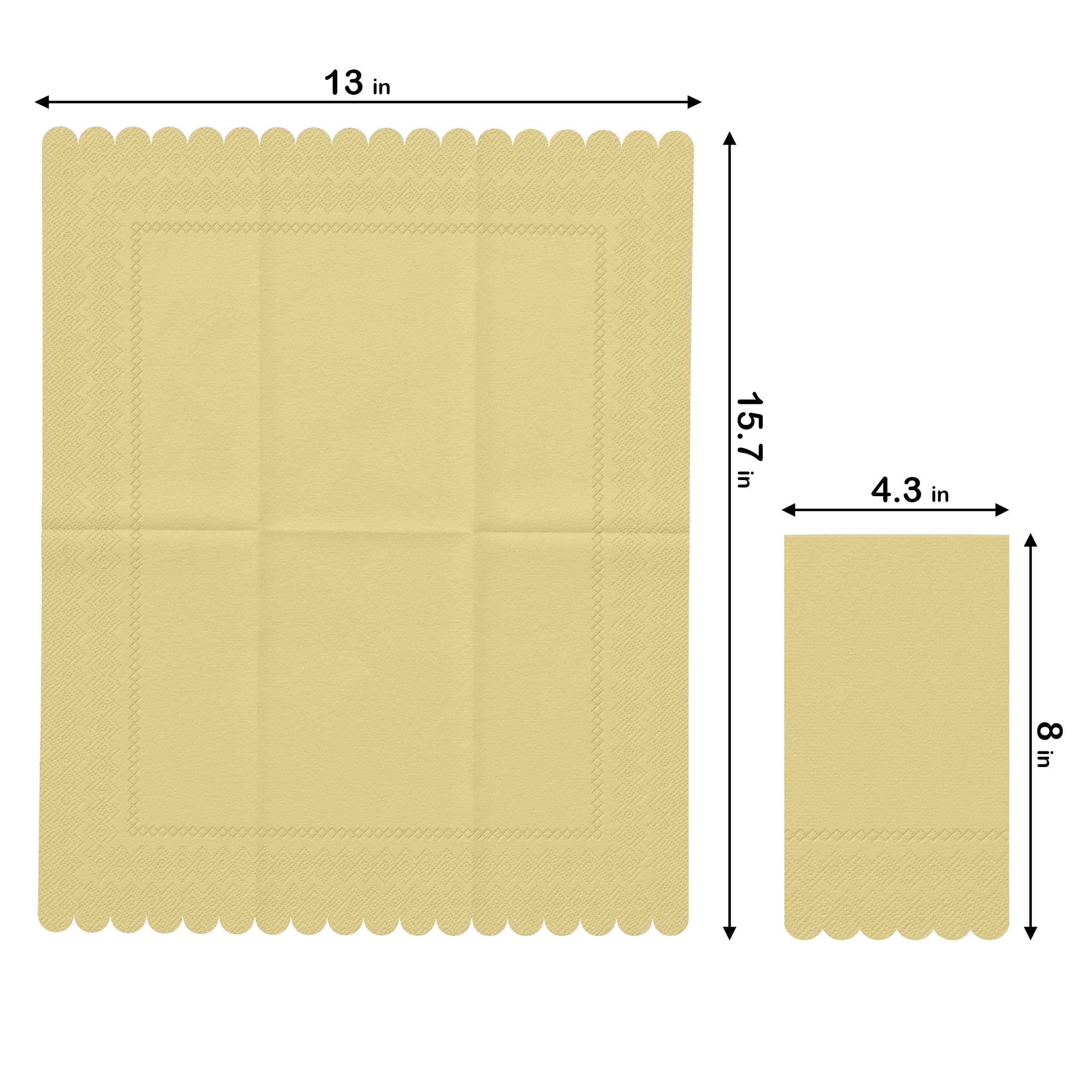 3 Ply Buttercup Yellow Scalloped Dinner Napkins | 800 Count