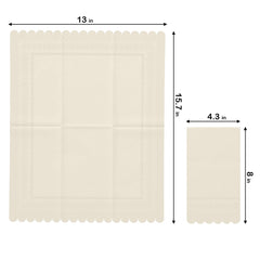 3 Ply Ivory Scalloped Dinner Napkins | 100 Count