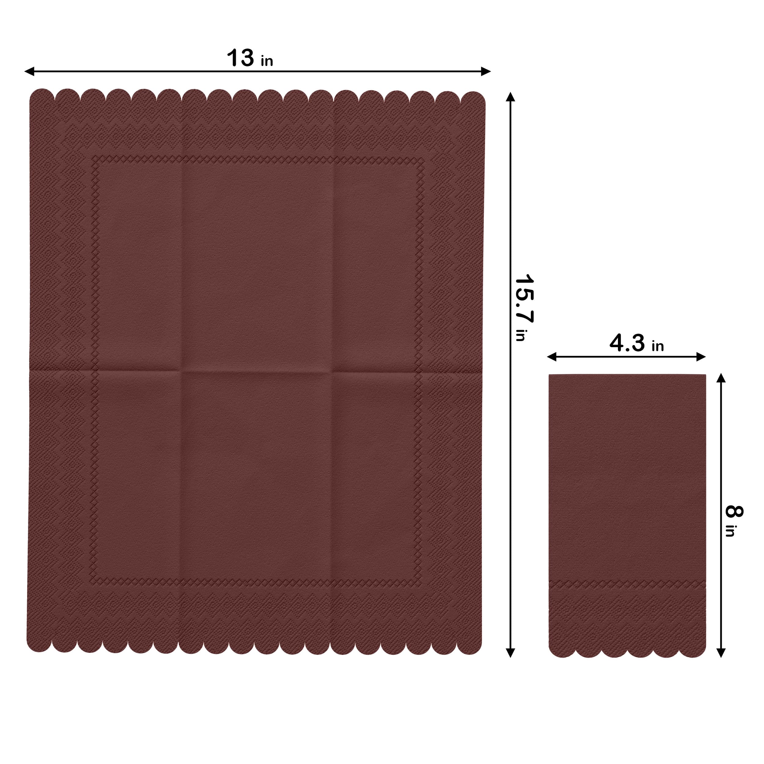 3 Ply Wine Berry Scalloped Dinner Napkins | 100 Count