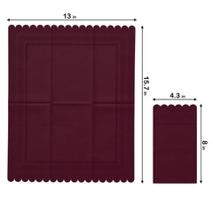 3 Ply Wine Berry Scalloped Dinner Napkins | 100 Count
