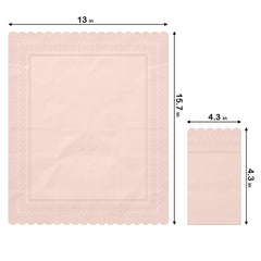 3 Ply Pink Peach Scalloped Dinner Napkins | 100 Count