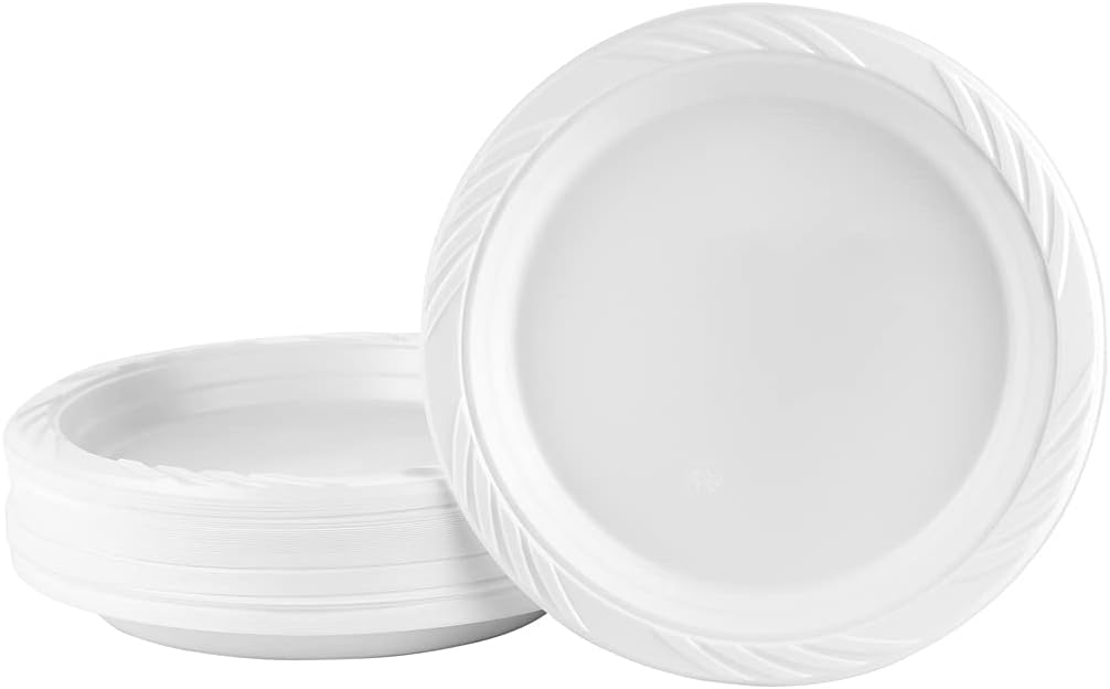 7 In. White Plastic Plates | 100 Count