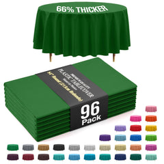 Premium Round Emerald Green Plastic Table Covers | 96 Count