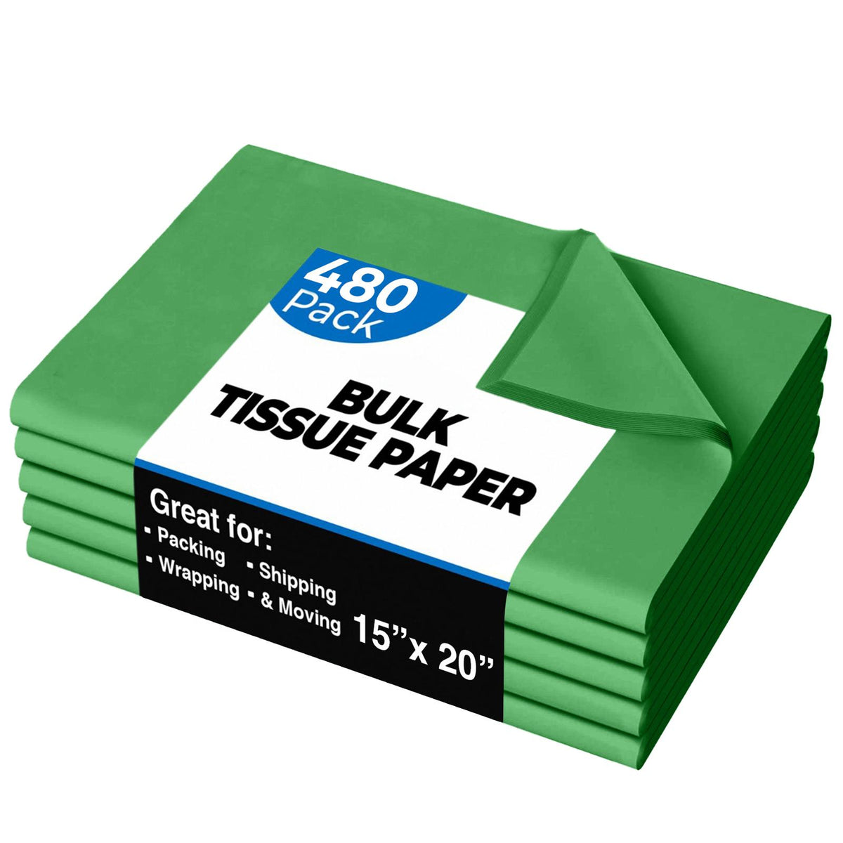 15 In. x 20 In. Emerald Green Tissue Paper | 480 Sheets