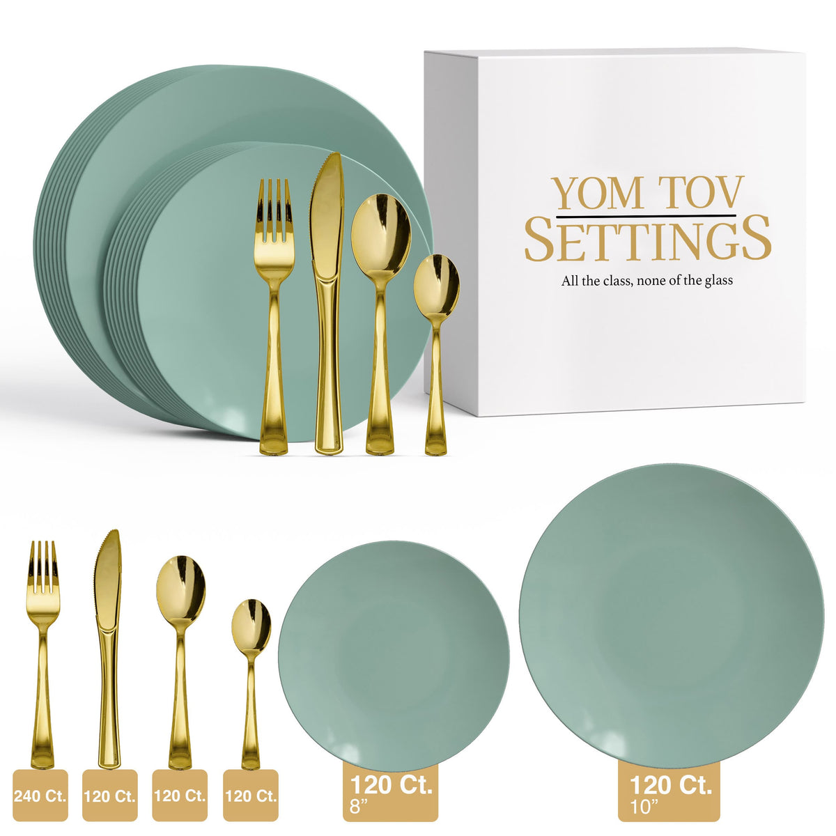 840 Piece Eucalyptus Combo Set | Serves 120 Guests