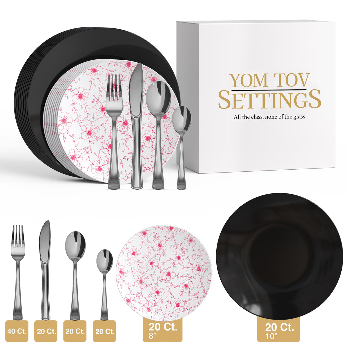 140 Piece Flora Combo Set | Serves 20 Guests