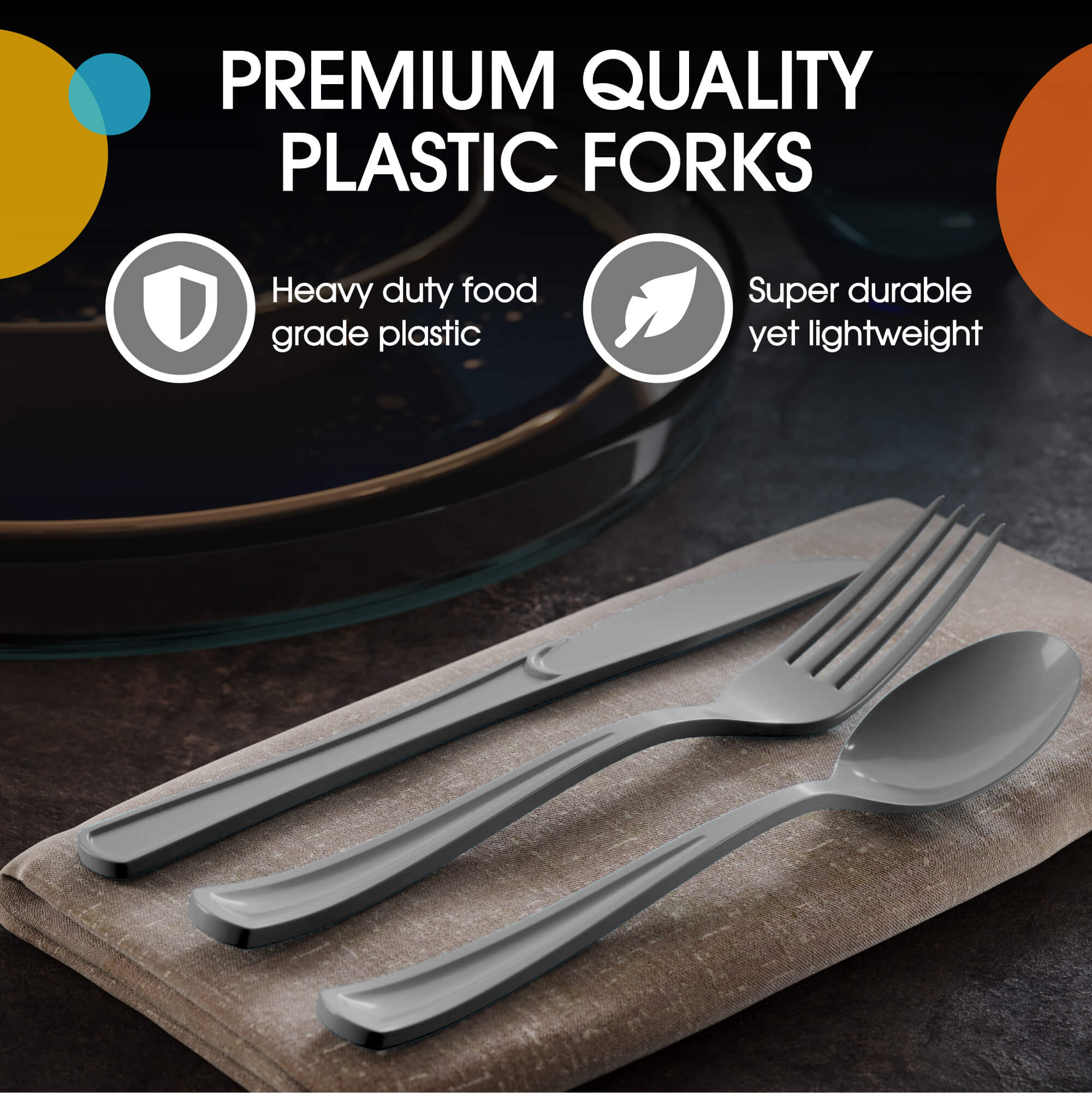 Heavy Duty Silver Plastic Forks | 1200 Count