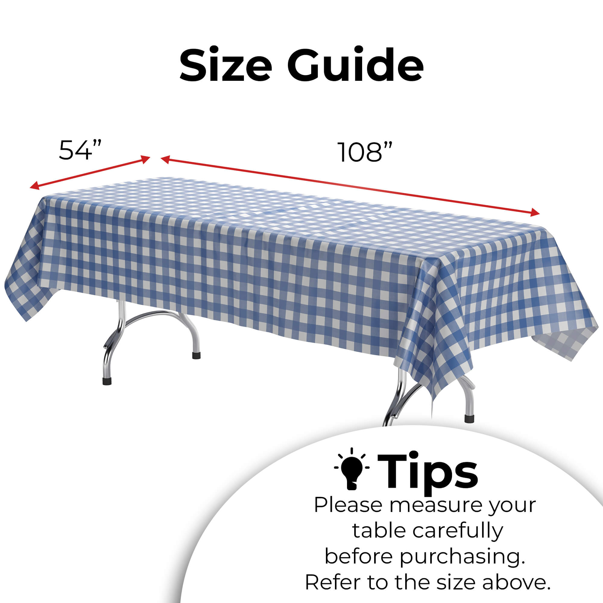 Blue Gingham Printed Plastic Table Covers | 48 Count