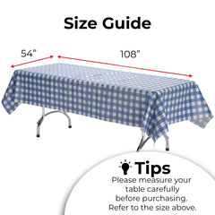 Blue Gingham Printed Plastic Table Covers | 48 Count