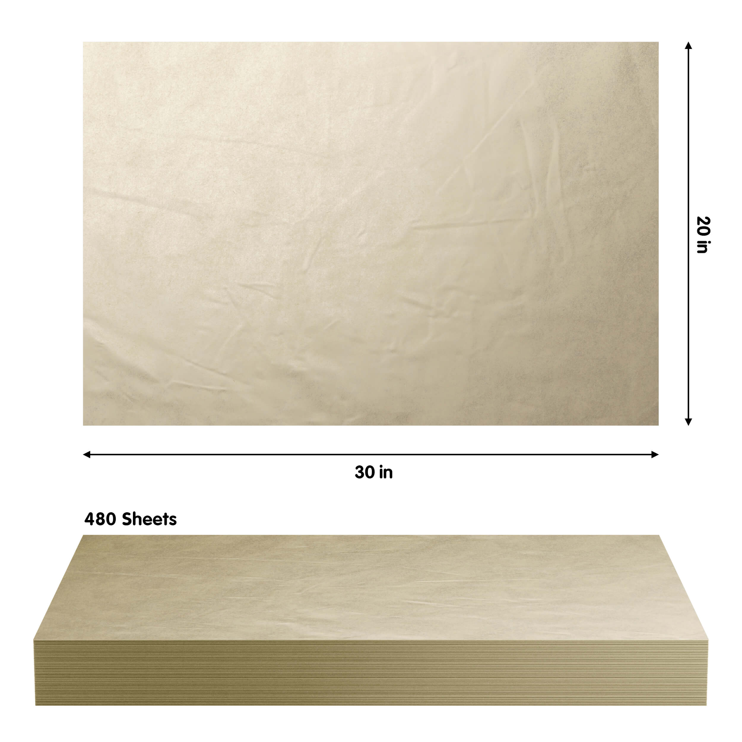 20 In. x 30 In. Gold Tissue Paper | 480 Sheets