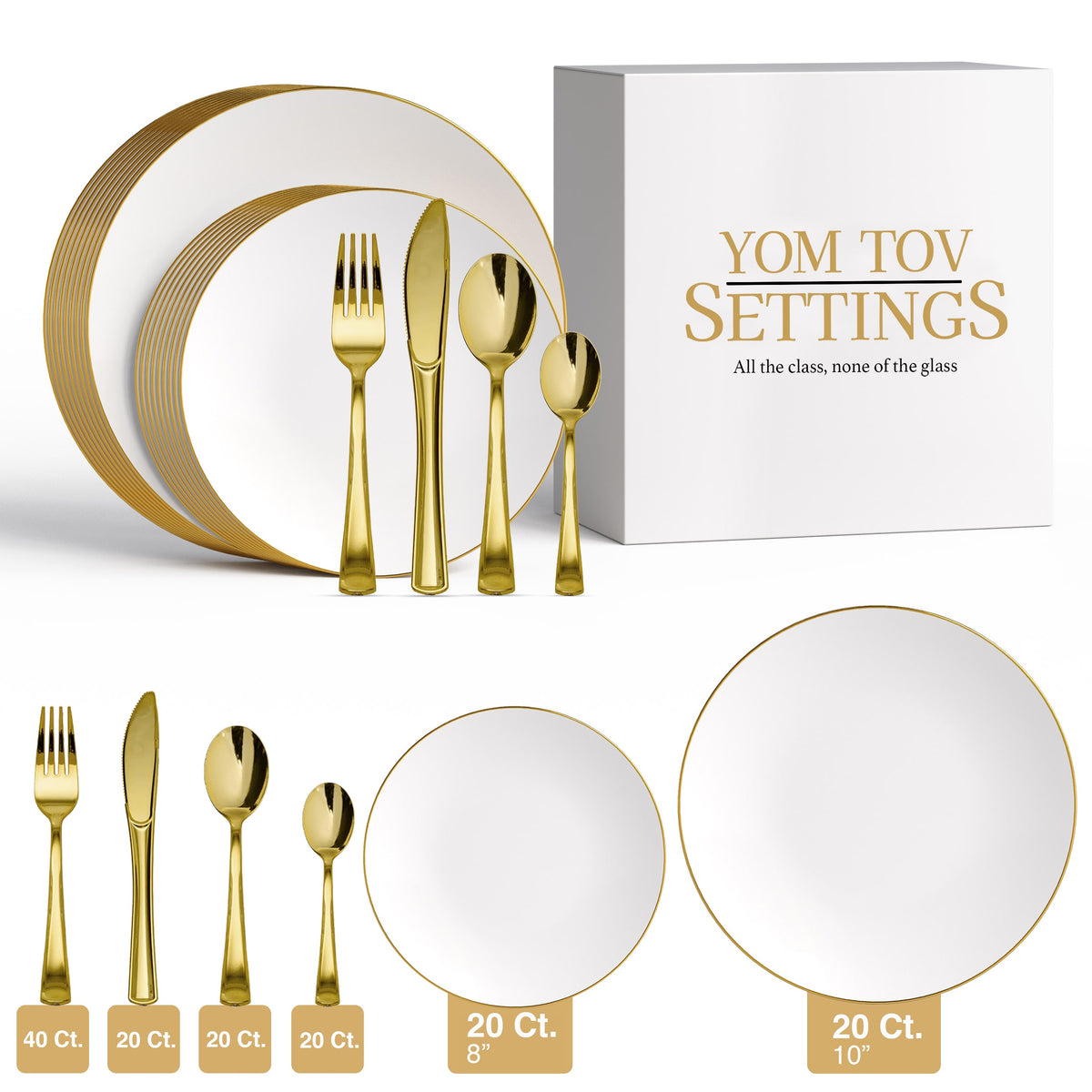 140 Piece Gold Classic Combo Set | Serves 20 Guests