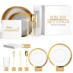 Service for 20 | Gold Scratched Hanukkah Combo Set