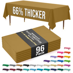 Premium Gold Plastic Table Covers | 96 Count