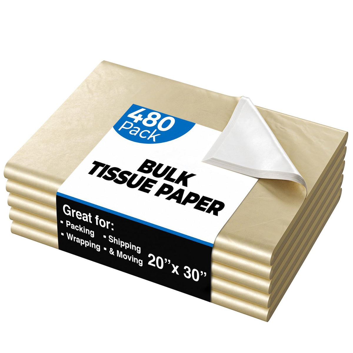 20 In. x 30 In. Gold Tissue Paper | 480 Sheets